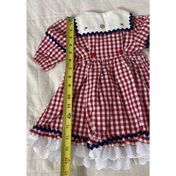 Faded Glory Baby Girl Dress Size 6-9M Vintage Y2K Red White GIngham Check Sailor - Picture 14 of 16
